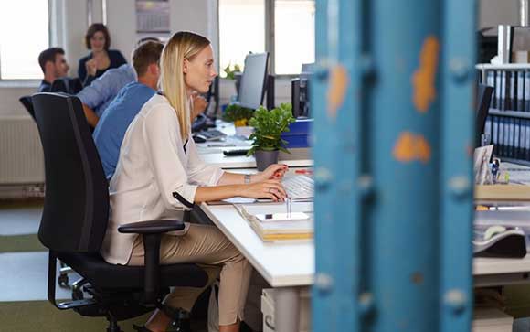 Woman working on laptop