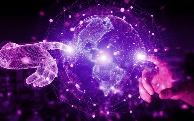 Digital hands reaching out