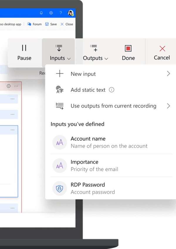 Microsoft Power Automate op een laptop