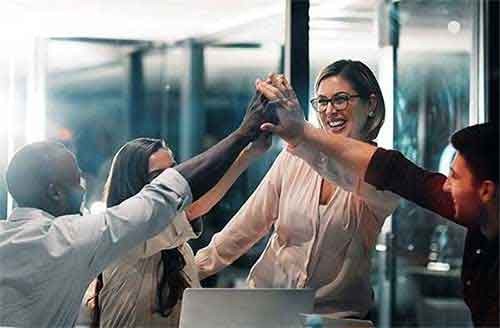 Team group high five