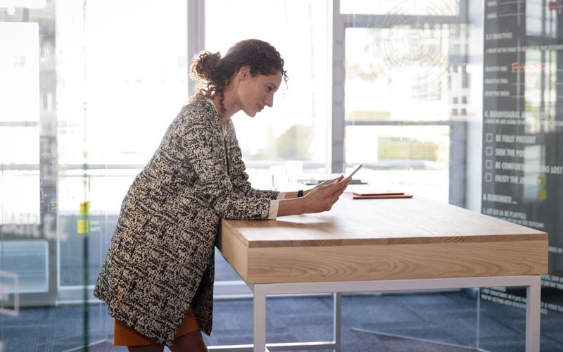 Variety of technology services Woman using HPE tablet device